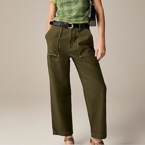 J.Crew Wide-Leg Cargo Pant in Sateen Cotton Women’s Size 2 Khaki Olive Green